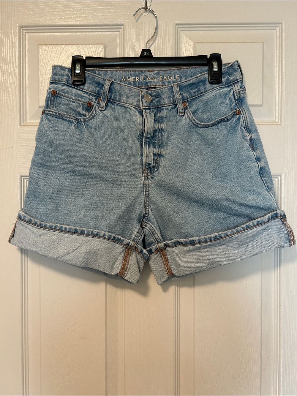 American Eagle Outfitters Light Blue Rolled Hem Denim Shorts